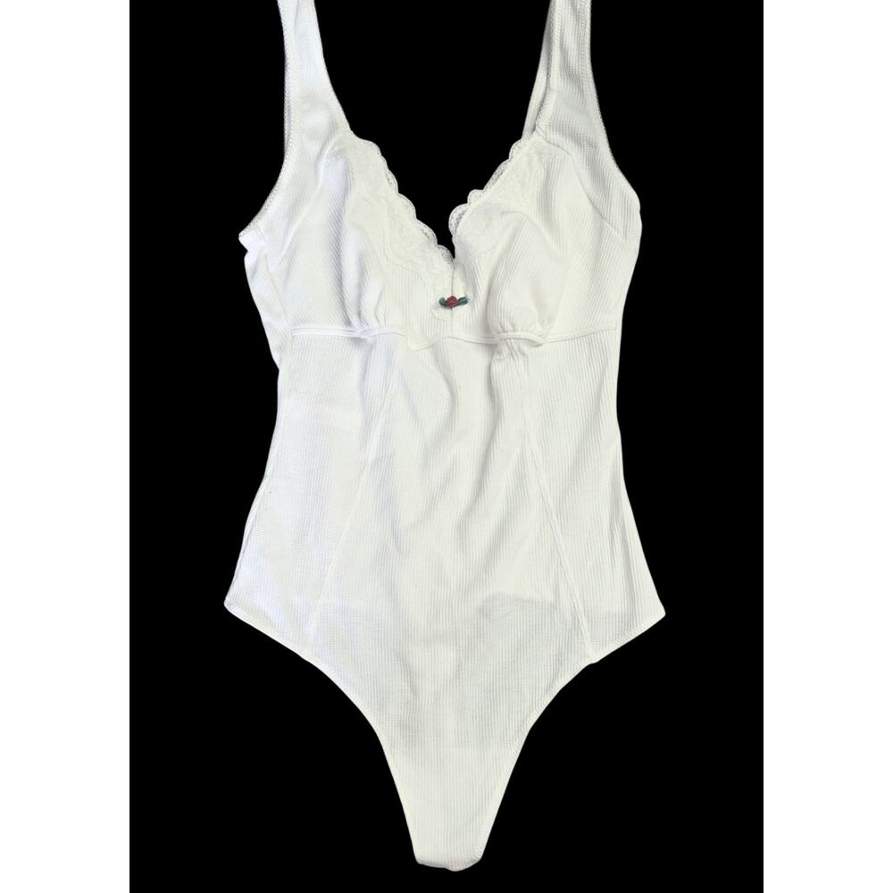 Womens Seamless Tank Bodysuit Colsie Soft Cotton Stretch Off White Top Size M